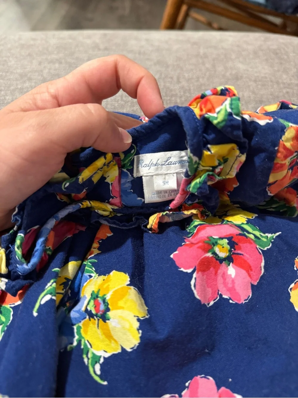 Ralph Lauren Navy Floral Short Sleeve Baby Dress 9m